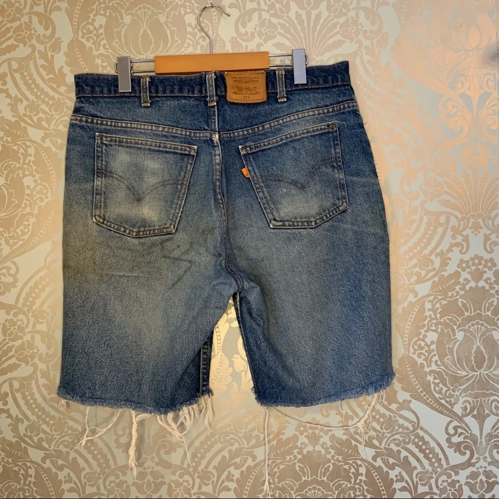 Levi's Faded Blue Distressed Denim Cutoff Shorts